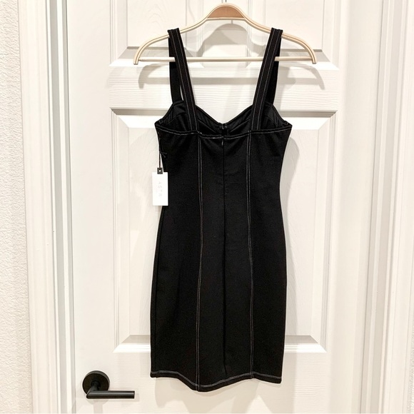 ASTR Black Fitted Stitch Detail Sweetheart Neckline Bustier Mini Dress - Picture 5 of 7